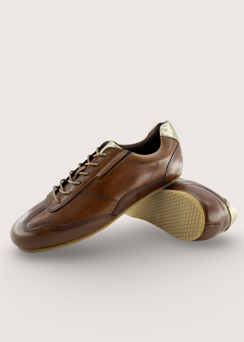 水 Men's MIZU in deep tan argentinian lapacho leather and rubber sole