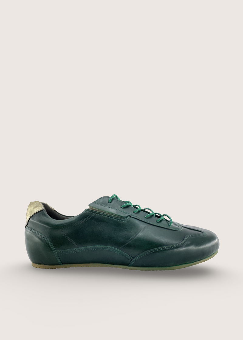 水 Men's MIZU in deep green argentinian lapacho leather and rubber sole