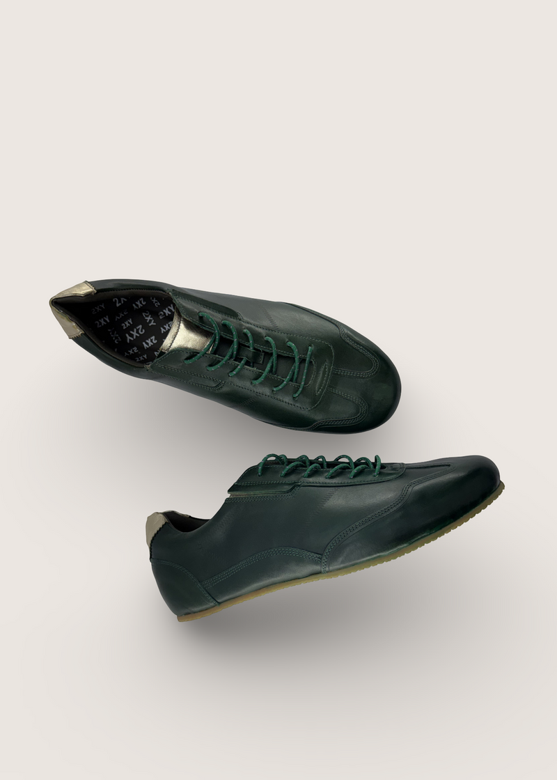 水 Men's MIZU in deep green argentinian lapacho leather and rubber sole